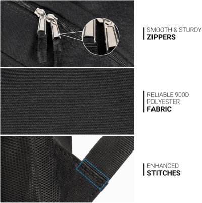 ZORFIN 26L Black Backpack for School, College, and Travel: Water Resistant Bookbag with 8 Compartments