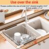 81nBR3AG3gL._AC_SL1500_.jpg Stainless Steel Dish Drying Rack(15.2"L X 11"W X 5.3"H), Expandable Fruit & Vegetable Drain Rack over Sink, Dish Drainer Rack in Sink, with Stainless Steel Utensil Holder & Silicone Mat(16")