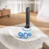 Dreo Tower Fan for Bedroom, 25ft/s Velocity Quiet Floor Fan, 90° Oscillating Fans for Indoors with 4 Speeds, 4 Modes, 8H Timer, Standing Fans, Bladeless Fan, Black, Nomad One (DR-HTF007)