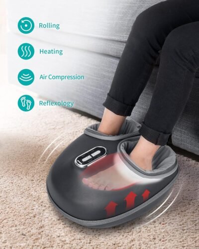 Nekteck Shiatsu Foot Massager with Heat, Deep Kneading Therapy Air Compression, Feet Massage Improve Blood Circulation Foot Wellness Soothing Pain Relief, Relax for Home Office Use