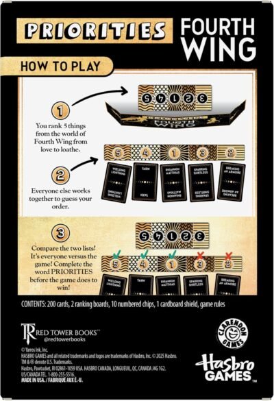 Priorities Fourth Wing Edition Game | Officially Licensed Party Game Inspired by Empyrean Series | Ages 17+ | 3+ Players | 20 Mins.