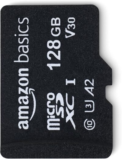 81pNieJ7wiL._AC_SL1500_.jpg Amazon Basics Micro SDXC Memory Card with Full Size Adapter, A2, U3, Read Speed up to 100 MB/s, 128 GB, Black
