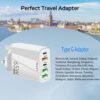 UK Ireland USB C Charger Block, LiFiYiRc 65W 6.6A 2 USB C 3 USB A Ports Plug for England Ireland Hong Kong, Type G Adapter Compatible for iPhone 16 15 14 13 12 11 Pro Max XS XR X SE Plus, Samsung