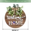 Interchangeable Seasonal Welcome Sign Front Door Decoration, Rustic Round Wood Wreaths Wall Hanging Outdoor, Farmhouse, Porch, for Spring Summer Fall All Seasons Holiday Halloween Christmas.