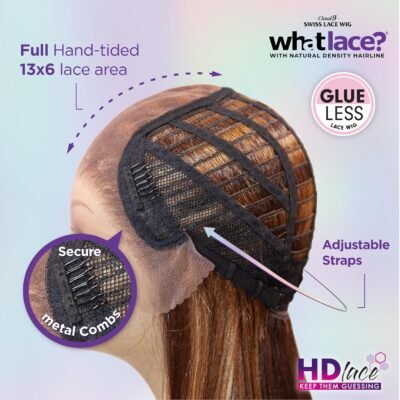 Sensationnel What Lace 13X6 Wigs - Glenna Lacefrontal Hand Tied Glueless Synthetic With Natural Density Preplucked Hairline (LIGHTASHBROWN)