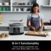 Ninja MC1001 Foodi PossibleCooker PRO 8.5 Quart Multi-Cooker, with 8-in-1 Slow Cooker, Dutch Oven, Steamer, Glass Lid Integrated Spoon, Nonstick, Oven Safe Pot to 500°F, Sea Salt Gray