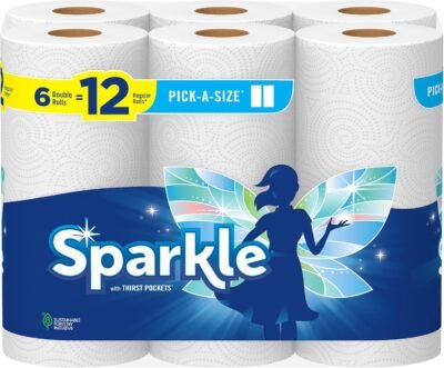 81tfqjSPKtL._AC_SL1500_.jpg Sparkle Pick-A-Size Paper Towels, 6 Double Rolls = 12 Regular Rolls, Everyday Value Paper Towel With Full And Half Sheets