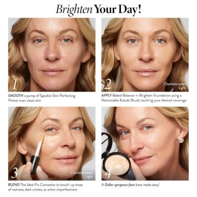 LAURA GELLER NEW YORK Award-Winning Baked Balance-n-Brighten Color Correcting Powder Foundation - Medium - Buildable Light to Medium Coverage - Demi-Matte Natural Finish