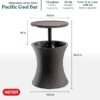 Keter Pacific Cool Bar Outdoor Patio Furniture and Hot Tub Side Table with 7.5 Gallon Beer and Wine Cooler, Espresso Brown