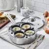 Demeyere Resto 18/10 Stainless Steel Stovetop Egg Poacher Set, 4 Removable Cups, Induction Compatible, Dishwasher Safe