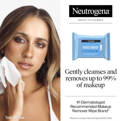 Neutrogena Makeup Remover Wipes, Daily Facial Cleanser Towelettes, Gently Cleanse and Remove Oil & Makeup, Alcohol-Free Makeup Wipes, 2 x 25 ct