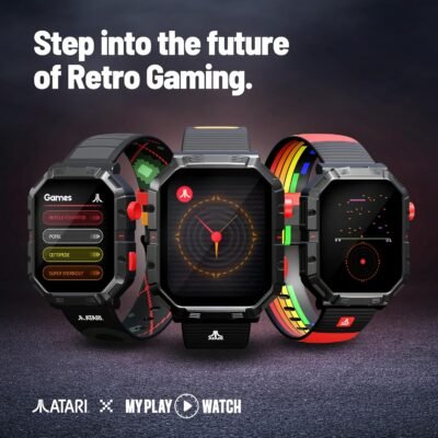 Atari 2600, Retro Gaming Smartwatch with Selective Tech, All Day Fitness Tracker, Built-in Centipede™, Pong™, Missile Command™, Super Breakout™