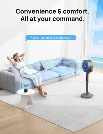 81xsOz09VyL._AC_SL1500_.jpg Dreo Smart Fan for Bedroom, 120°+105° Omni-directional Oscillating Standing Fans with Remote, 100ft Quiet Floor Fan for Room, Wi-Fi/Voice/Alexa, 6 Modes, 8 Speeds, 37-43'' Height, 8H Timer, DC Motor