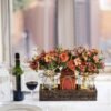 3 Pcs Mason Jar Centerpiece Table Decorations for Dining Table Decor Farmhouse Coffee Table Decor with Wood Tray and Led Light Table Centerpieces for Dining room Kitchen Living Bathroom,Orange