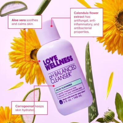 81zCfo2fm8L._SL1500_.jpg Love Wellness pH Balancing Cleanser | Feminine Vaginal Wash | Fragrance-Free | Vaginal Cleanser for Balanced pH, Intimate Health & Hygiene | Non-Irritating with Aloe Vera for Sensitive Skin | 5 Fl Oz