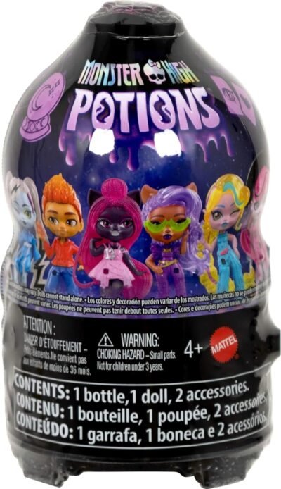 Monster High Potions Crystal Ball Mini Dolls, Surprise 3-inch Character Figures with Water Reveal, Charm and Fortune Card (Characters May Vary)