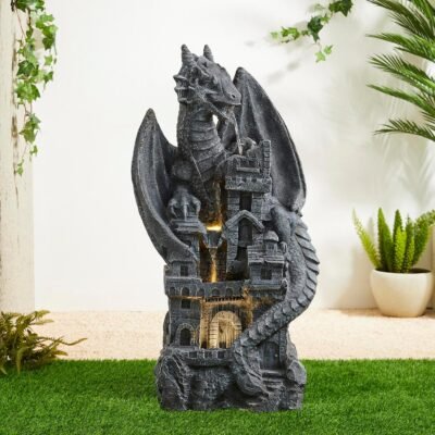 916JOARMmVL._AC_SL1500_.jpg Glitzhome 4-Tiered Cascading Outdoor Water Fountain for Garden Patio Yard Mystical Gothic Dragon Water Fountains Outdoor with LED Lights & Pump, Large Floor Stand Fountain Dragon Waterfalls 36.5" H