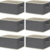 917Z8xZiQhL._AC_SL1500_.jpg LHZK Small Storage Baskets for Shelves 6 Pack, Collapsible Fabric Storage Bins for Shelves, Closet Organizers Bins with Handles (Grey, 11.4"x8.7"x6.7")