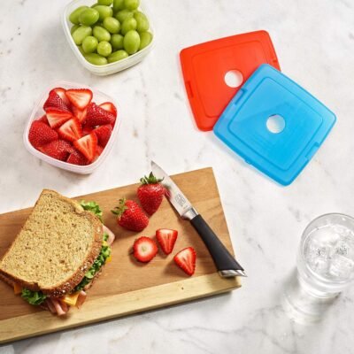 Cool Coolers By Fit & Fresh 4 Pack Slim Ice Packs, Quick Freeze Space Saving Reusable Ice Packs for Lunch Boxes or Coolers, Multi Colored, Single Pack