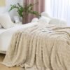 Aganear Fleece Throw Blanket - Cozy Soft Lightweight Fuzzy Throw Blanket for Women Portable Throw Blankets for Couch, Warm Present for Birthday, Christmas, Halloween, Housewarming(50"x60", Khaki)