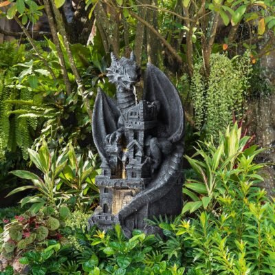 91F2U0LPpNL._AC_SL1500_.jpg Glitzhome 4-Tiered Cascading Outdoor Water Fountain for Garden Patio Yard Mystical Gothic Dragon Water Fountains Outdoor with LED Lights & Pump, Large Floor Stand Fountain Dragon Waterfalls 36.5" H