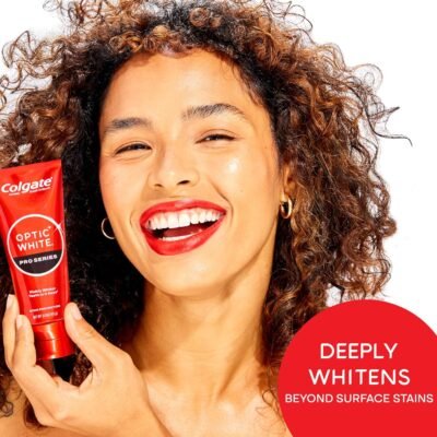 91IZ8k3FapL._SL1500_.jpg Colgate Optic White Pro Series Stain Prevention Hydrogen Peroxide Toothpaste, Teeth Whitening Toothpaste, Effectively Removes Tea, Coffee, and Wine Stains, Enamel-Safe for Daily Use, 3 Pack, 3.0 oz
