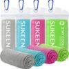 [4 Pack] Cooling Towel (40"x12"),Ice Towel,Soft Breathable Chilly Towel,Microfiber Towel for Yoga,Sport,Running,Gym,Workout,Camping,Fitness,Workout & More Activities (Grey/Green/Pink/Lake Blue)