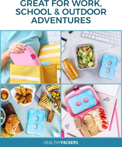 91h9WicVx5L._AC_SL1500_.jpg Healthy Packers Ice Packs for Lunch Boxes & Coolers - Freezer Packs - Original Cool Pack | Cooler Accessories for Beach, Camping & Fishing | Slim & Long-Lasting Reusable Ice Pack for Cooler