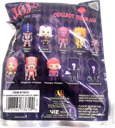 JoJo's Bizarre Adventure Monogram Golden Wind 3D Bag Clip - Series 2