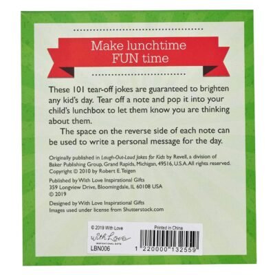 101 Tear-Off Lunchbox Notes with Laugh-Out-Loud Jokes for Kids, Funny Inspirational Encouragement for Kids, Space to Write Personal Message